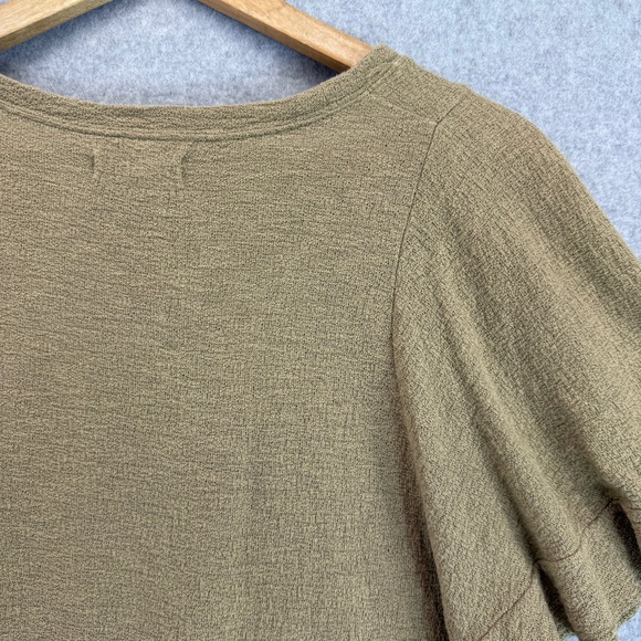 Madewell Texture &‎ Thread Flutter-Sleeve Top Tundra Crew Neck Cotton Womens XS - Picture 7 of 9